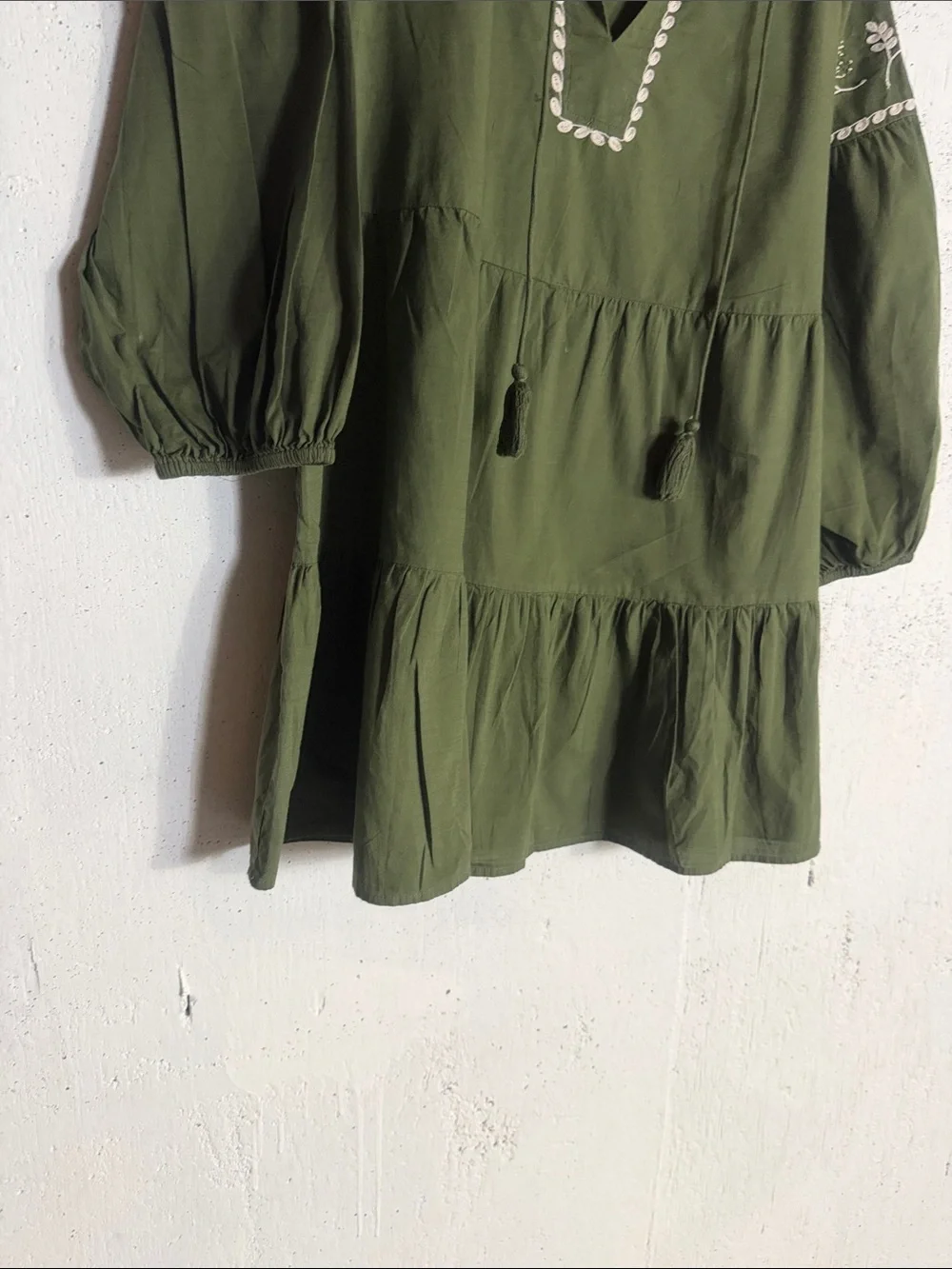Zara Olive Dress with White Detailing, L - Picture 13 of 13